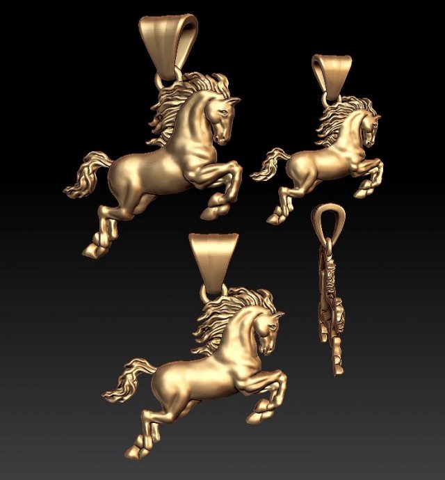 horse pendant 3D 프린트 모델 .c4d .max .obj .3ds .fbx .stl .blend 