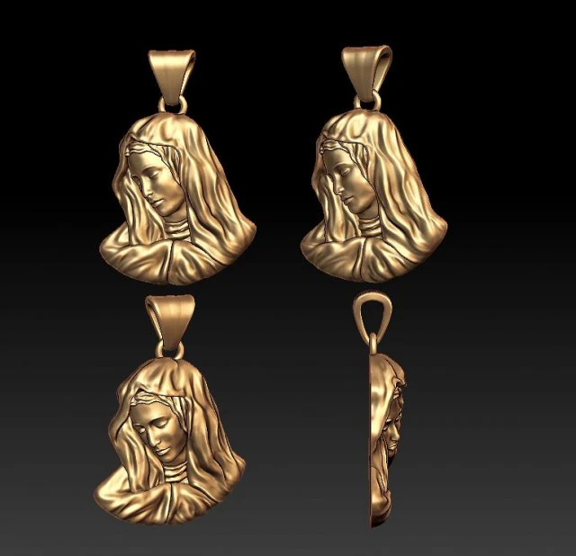 virgin mary pendant 3D Print Model .c4d .max .obj .3ds .fbx .stl .blend 