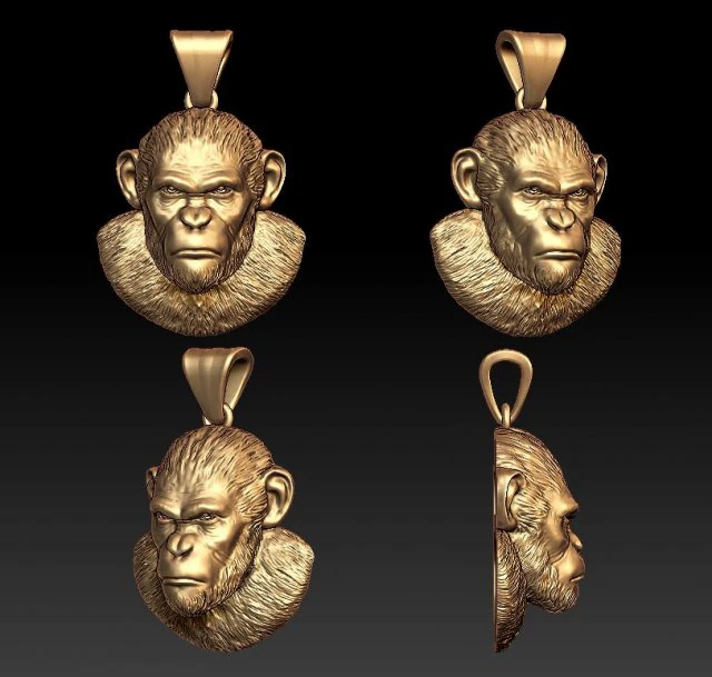 monkey pendant 3D Print Model .c4d .max .obj .3ds .fbx .stl .blend 
