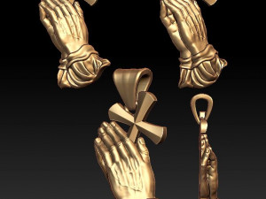 praying hands cross pendant 3D Print Model