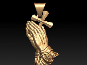 praying hands cross pendant 3D Print Model