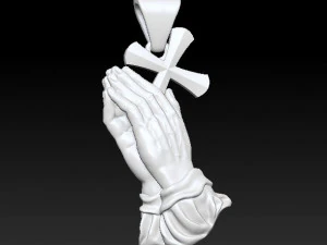 praying hands cross pendant 3D Print Model