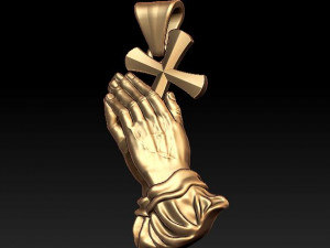 praying hands cross pendant 3D Print Model