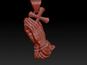 praying hands cross pendant 3D Print Model
