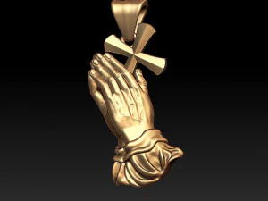 praying hands cross pendant 3D Print Model