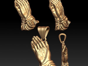 praying hands with rosary beads pendant Modelo de Impressão 3D