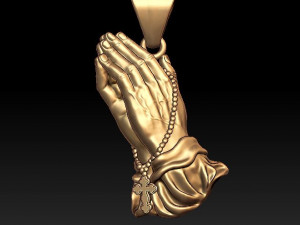 praying hands with rosary beads pendant 3D Принт Модель