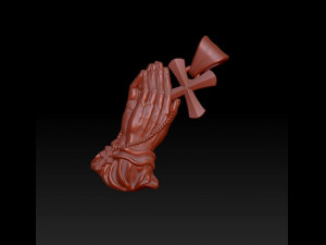 praying hands with rosary beads cross pendant Modèles 3D en vedette