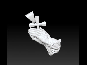 praying hands with rosary beads cross pendant Modèles 3D en vedette