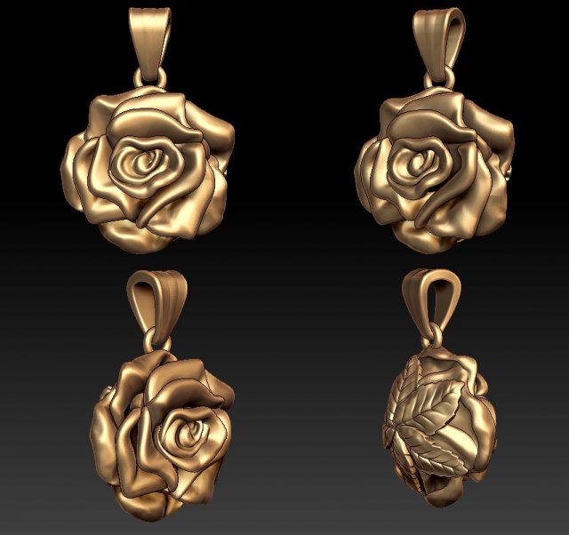 rose pendant 3Dプリントモデル .c4d .max .obj .3ds .fbx .stl .blend 