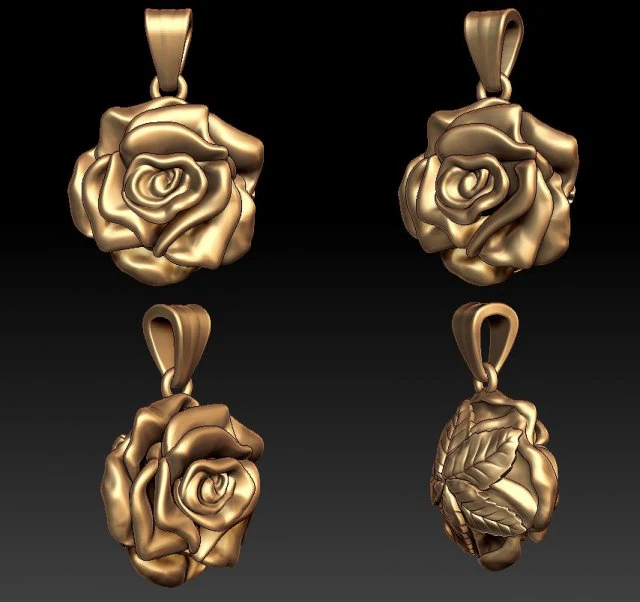 rose pendant 3D Print Model .c4d .max .obj .3ds .fbx .stl .blend 
