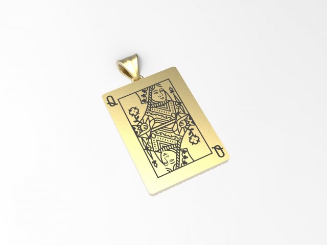 playing card queen pendant 3D Baskı Modeli .c4d .max .obj .3ds .fbx .stl .blend 