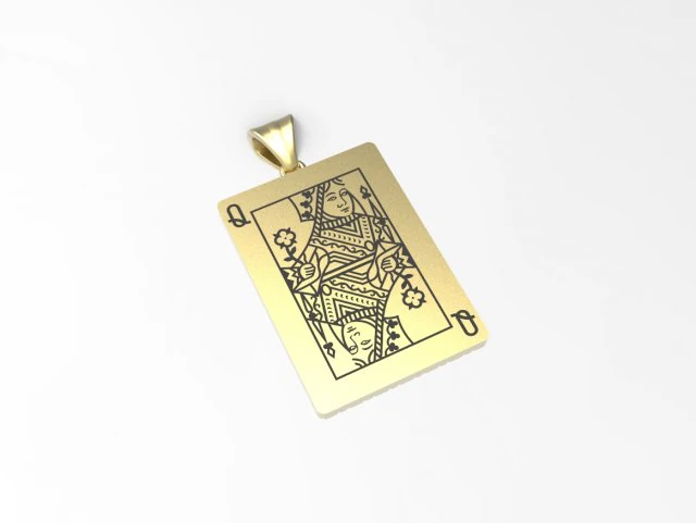 playing card queen pendant 3D Print Model .c4d .max .obj .3ds .fbx .stl .blend 