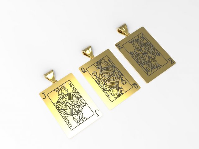 playing card pendants king queen jack Modelo de Impressão 3D .c4d .max .obj .3ds .fbx .stl .blend 