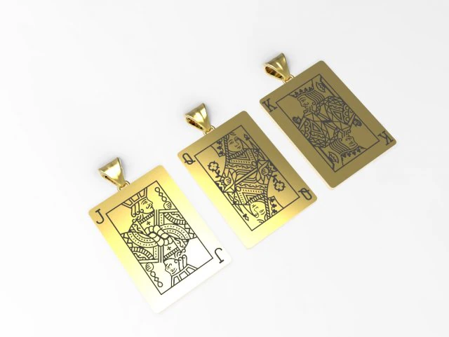 playing card pendants king queen jack 3D Print Model .c4d .max .obj .3ds .fbx .stl .blend 