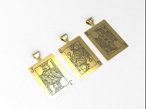 playing card pendants king queen jack 3D Print Model