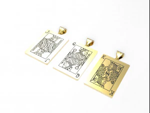 playing card pendants king queen jack 3D Print Model