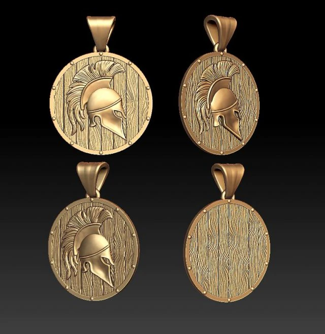 spartan helmet shield pendant 3D Print Model .c4d .max .obj .3ds .fbx .stl .blend 