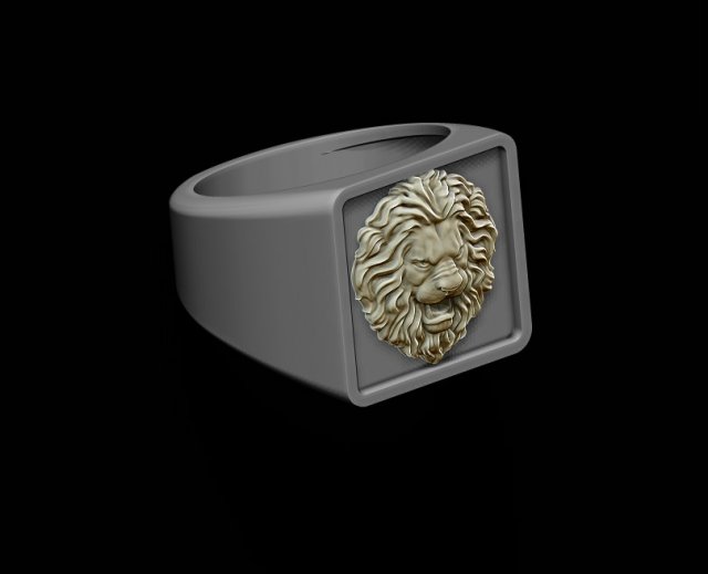 lion ring 3D 프린트 모델 .c4d .max .obj .3ds .fbx .stl .blend 