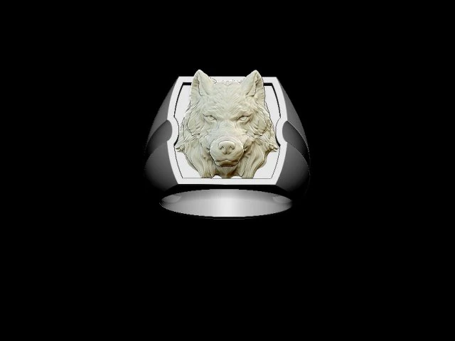 wolf ring 3D Print Model .c4d .max .obj .3ds .fbx .stl .blend 