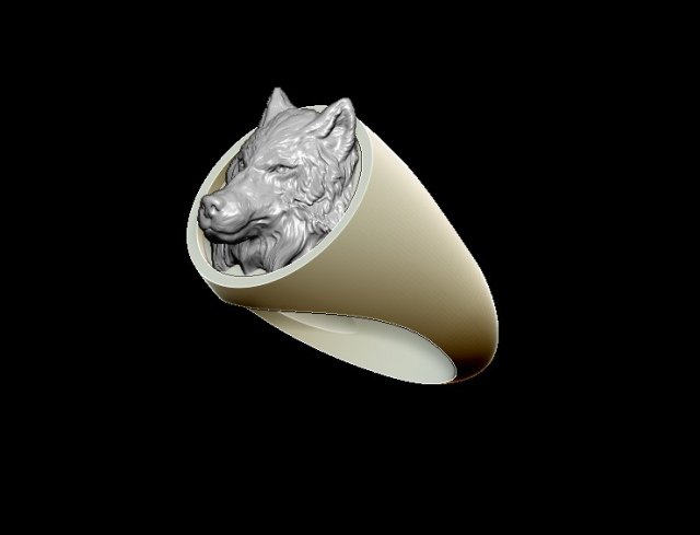 wolf ring 3Dプリントモデル .c4d .max .obj .3ds .fbx .stl .blend 