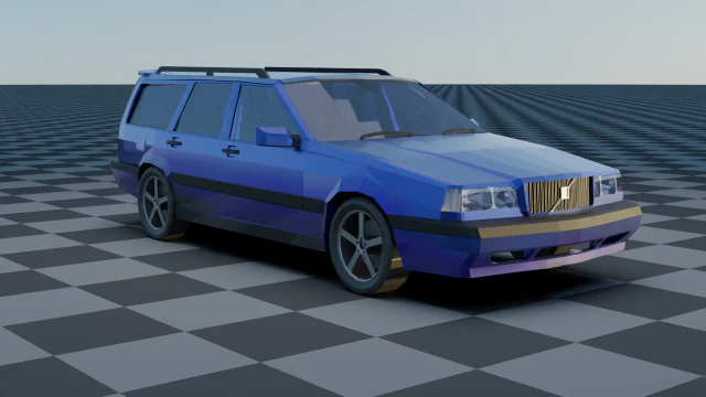 volvo 850 estate low-poly rigged 3D Model .c4d .max .obj .3ds .fbx .stl .blend 