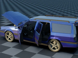 volvo 850 estate low-poly rigged 3D Model