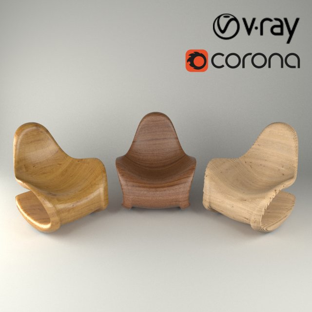 modern parametric wooden chair model Modello 3D .c4d .max .obj .3ds .fbx .stl .blend
