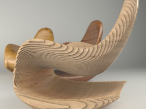 modern parametric wooden chair model Modello 3D