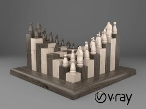 nieuw houten model parametrisch schaakspel 3D Model