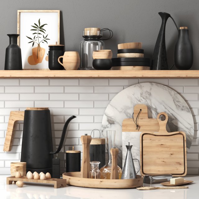 kitchenaccessories001 3D Model .c4d .max .obj .3ds .fbx .stl .blend 