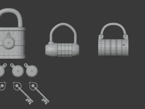 padlock pack - pbr gameready Model 3D
