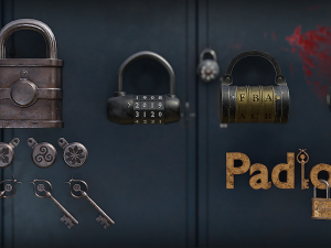 padlock pack - pbr gameready Model 3D