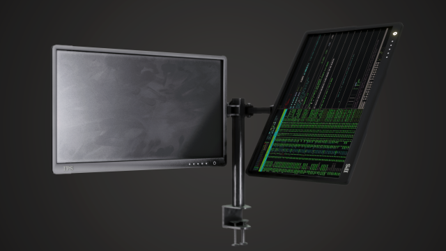 monitor arm plus monitor - pbr gameready 3D Model .c4d .max .obj .3ds .fbx .stl .blend 