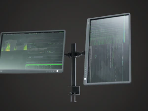 monitor arm plus monitor - pbr gameready Modelo 3D