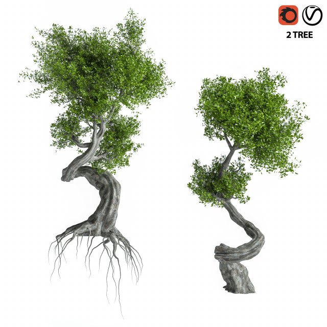 2 Stylized Tree 3D मॉडल .c4d .max .obj .3ds .fbx .stl .blend 