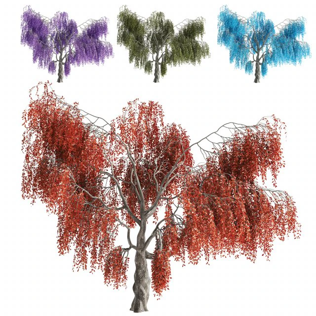 Fantasy Weeping Tree 3D Model .c4d .max .obj .3ds .fbx .stl .blend