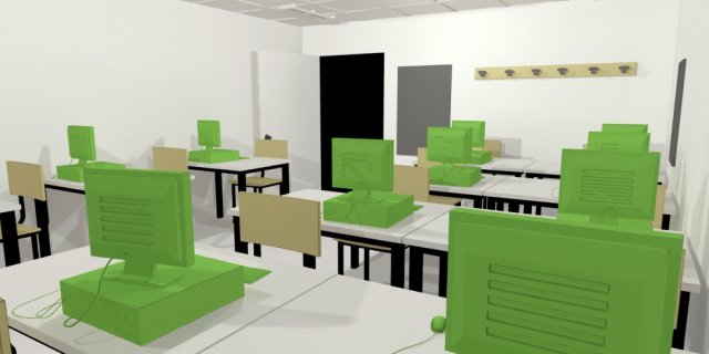 class room interior classroom office chair desk pc keyboard furniture architecture school design com 3D Model .c4d .max .obj .3ds .fbx .stl .blend 
