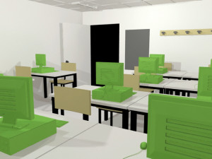 class room interior classroom office chair desk pc keyboard furniture architecture school design com 3D Model