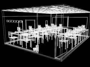 class room interior classroom office chair desk pc keyboard furniture architecture school design com 3D Model