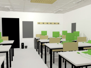 class room interior classroom office chair desk pc keyboard furniture architecture school design com 3D Model