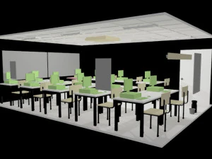 class room interior classroom office chair desk pc keyboard furniture architecture school design com 3D Model