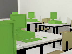 class room interior classroom office chair desk pc keyboard furniture architecture school design com 3D Model