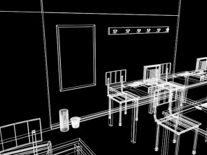 class room interior classroom office chair desk pc keyboard furniture architecture school design com 3D Model