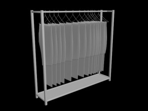 pants trousers jeans rack 1 mens tank top tshirt rack mens long sleeve t-shirt rack hanging pants 3D Model