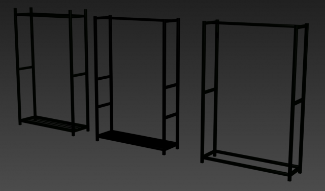 pack 3 clothes racks pack 3 mens tank top tshirt rack mens long sleeve t-shirt rack hanging pants Modèle 3D .c4d .max .obj .3ds .fbx .stl .blend 