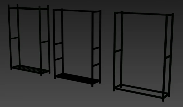 pack 3 clothes racks pack 3 mens tank top tshirt rack mens long sleeve t-shirt rack hanging pants 3D Model .c4d .max .obj .3ds .fbx .stl .blend 