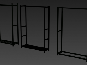 pack 3 clothes racks pack 3 mens tank top tshirt rack mens long sleeve t-shirt rack hanging pants 3D Model