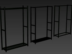 pack 3 clothes racks pack 3 mens tank top tshirt rack mens long sleeve t-shirt rack hanging pants 3D Model