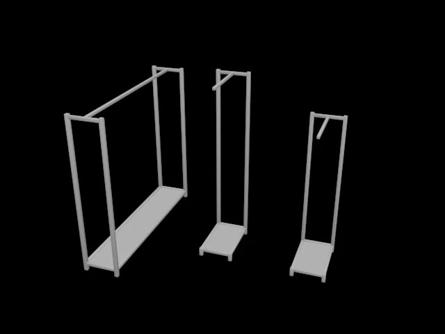 pack 3 clothes racks pack 3 mens tank top tshirt rack mens long sleeve t-shirt rack hanging pants 3D Model .c4d .max .obj .3ds .fbx .stl .blend
